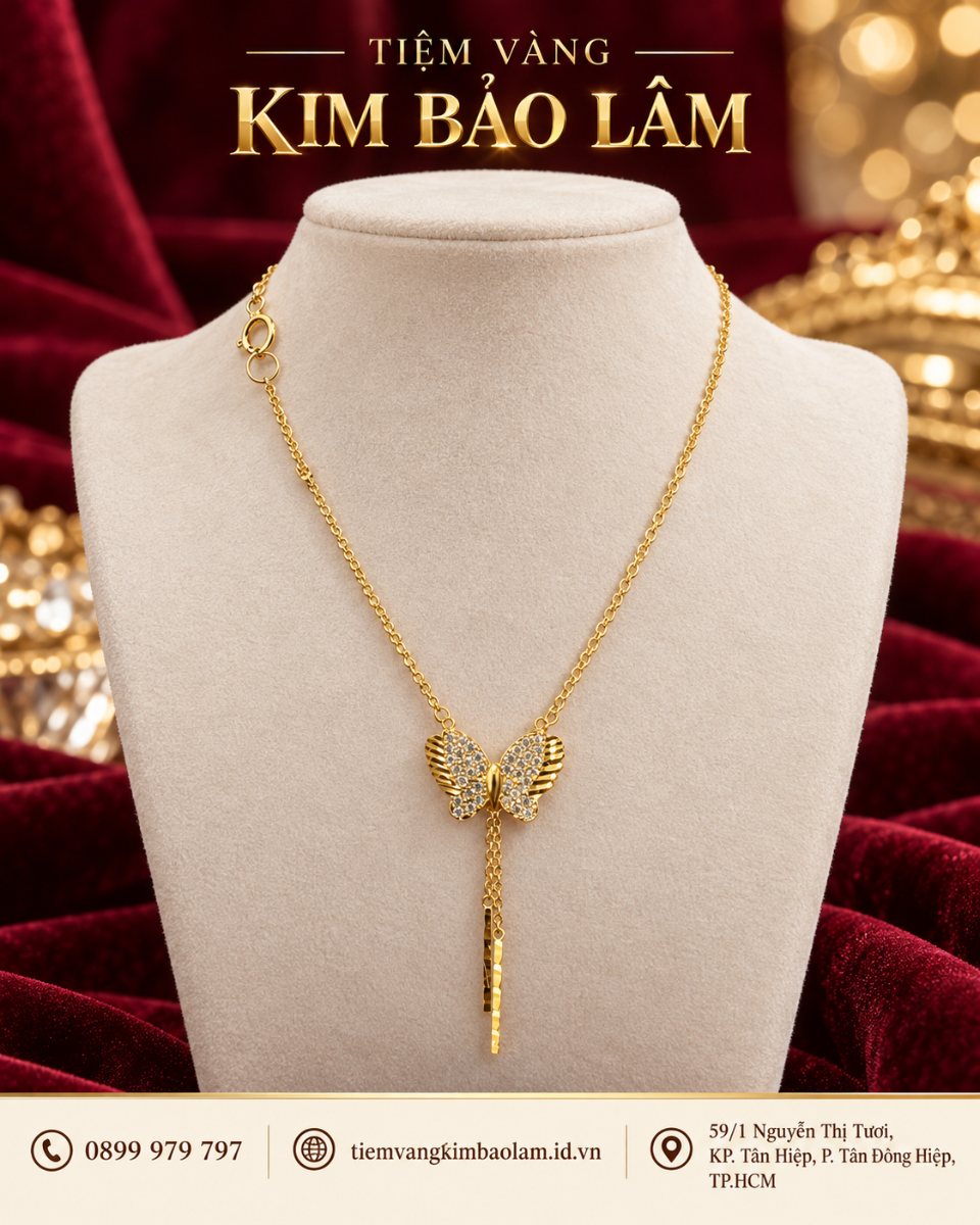 Dây Chuyền Bướm Cánh Xếp Rủ Dây
