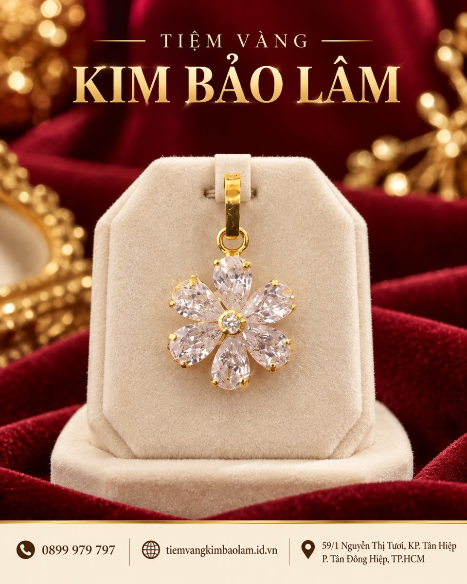 Mặt Dây Hoa Năm Cánh Đính Hạt