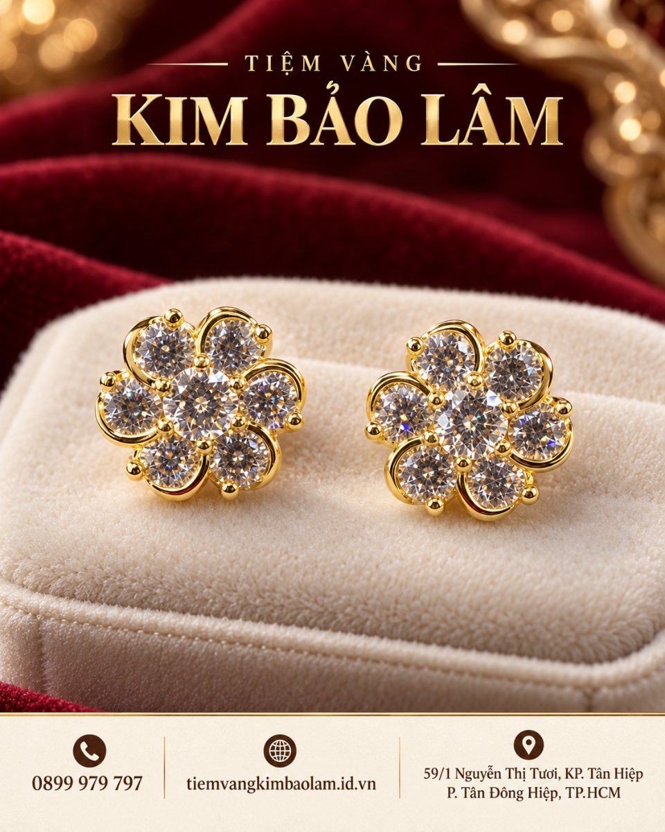 Bông Tai Mặt Hoa Sáu Cánh Trang Trí