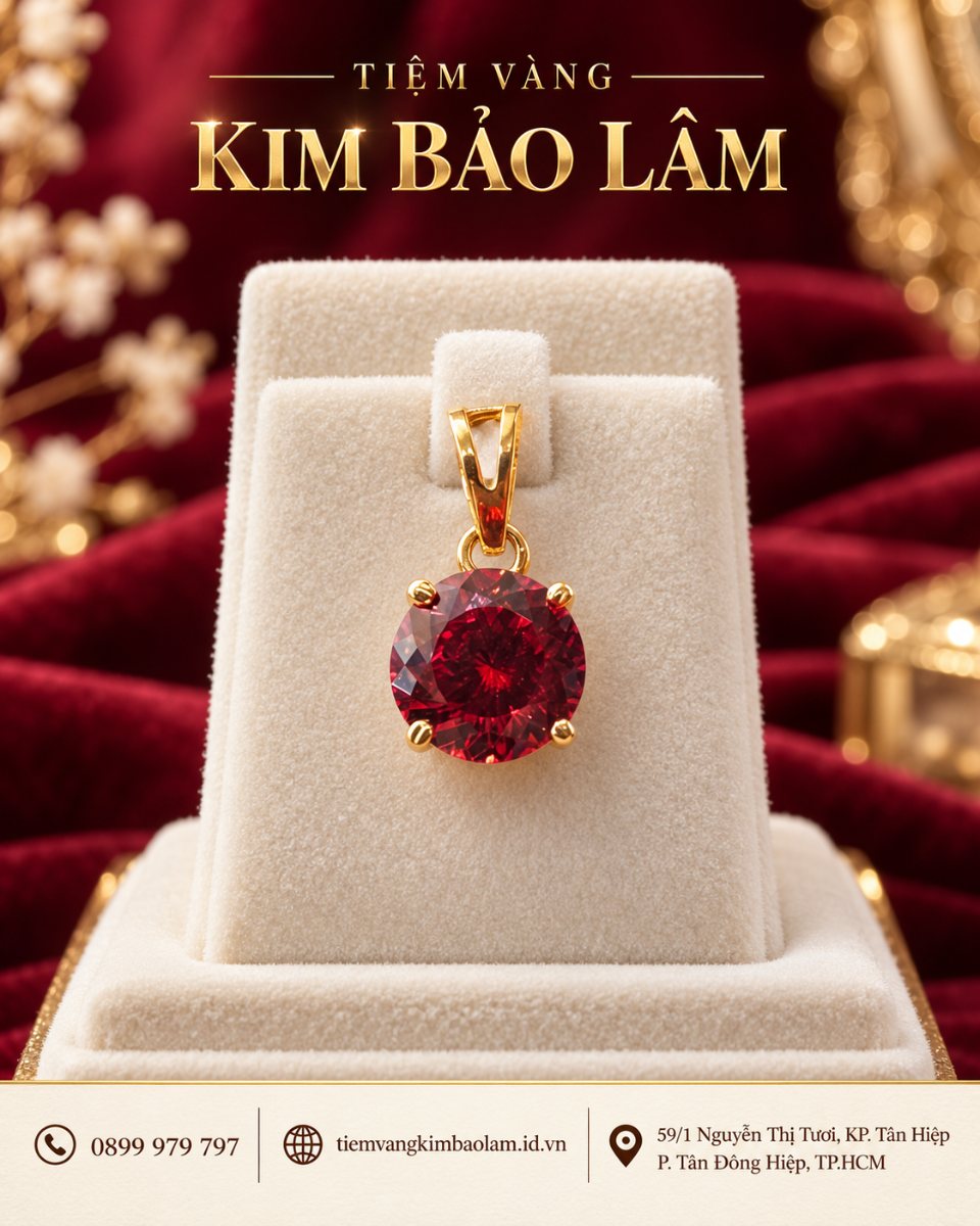 Mặt Dây Đá Tròn Đỏ Rực